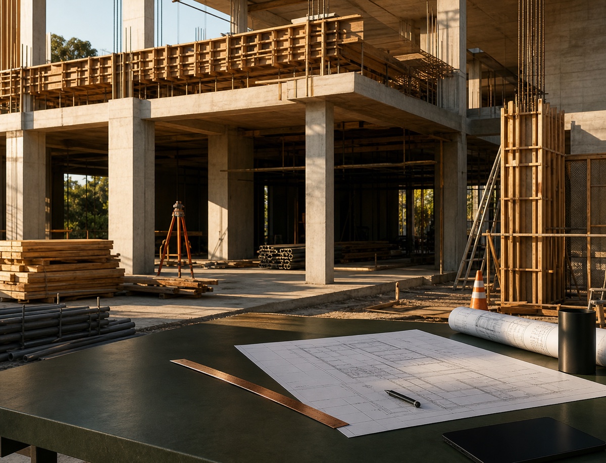 Obra em execução com planejamento e controle de projetos